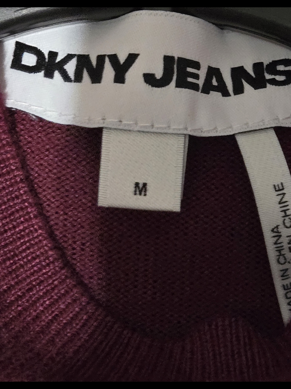 DKNY Short-Sleeve Mock Neck Knit Top in Wine - Picture 3 of 4